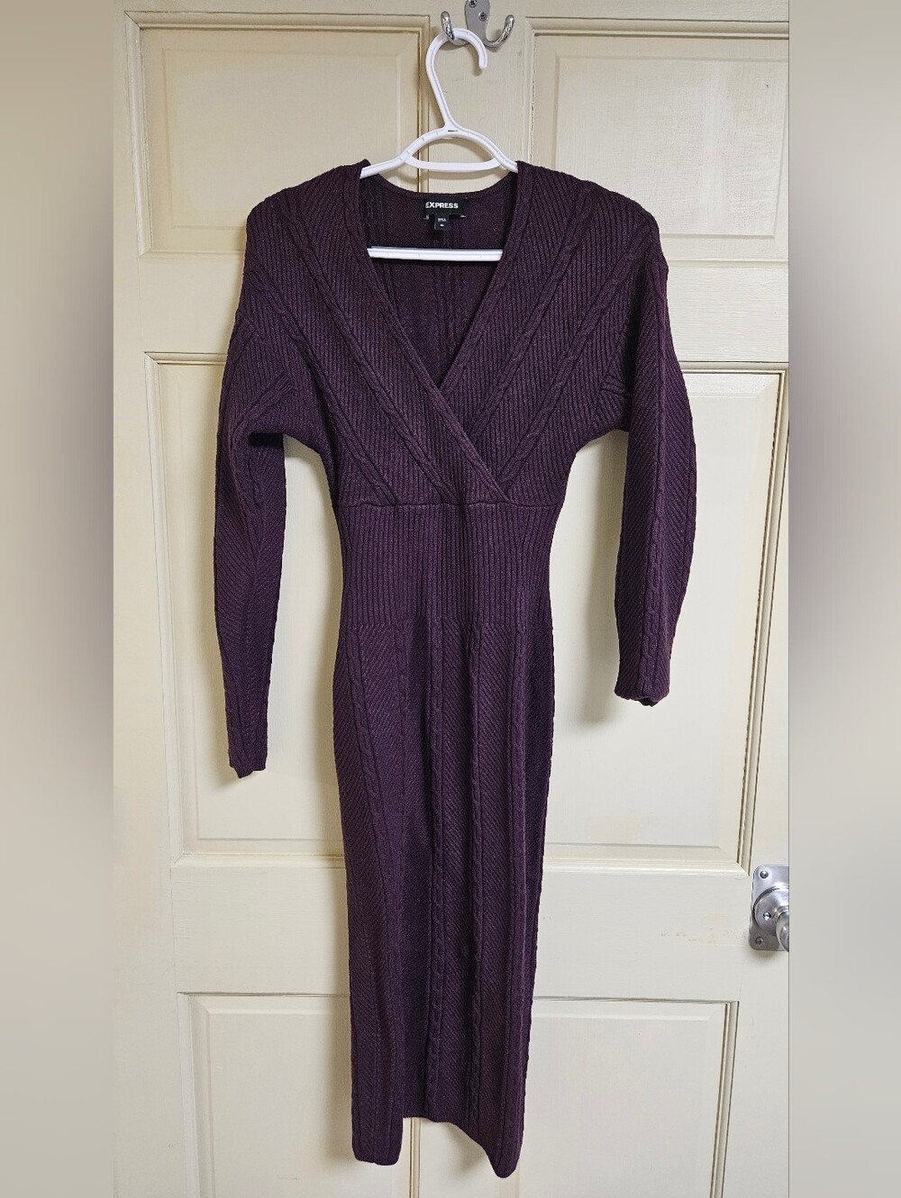 Express Women's Purple Ribbed Knit Maxi Dress - size XS